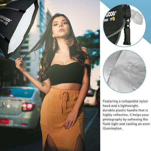 Lapgood 24"/60cm Camera Flash Octagonal Softbox Quick Release, with S-Type Bracket Mount, Bowen mount, Carrying Bag Compatible with Godox TT600 TT685II V860II V860III V850II V850III and AD200Pro Flash in Kuwait