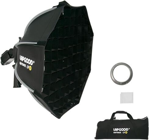 Lapgood 24"/60cm Camera Flash Octagonal Softbox Quick Release, with S-Type Bracket Mount, Bowen mount, Carrying Bag Compatible with Godox TT600 TT685II V860II V860III V850II V850III and AD200Pro Flash in Kuwait