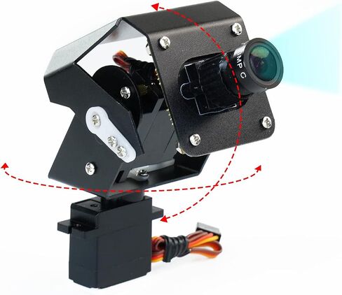 Yahboom Digital Servo 2DOF متعدد الزوايا التوجيه Gimbal كهربائي درجتين من الحرية كاميرا PTZ مع ضوء LED لسيارة روبوت DIY (2DOF Basic Ver) in Kuwait