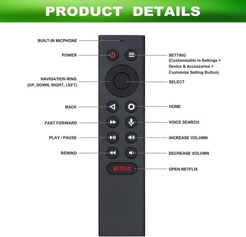 P3700 Replacement Voice Remote Control fit for NVIDIA Shield Android TV Pro and NVIDIA Shield Android TV and NVIDIA Shield TV 2015 2017 2019,with Motion-Activated,Customizable Menu Buttons in Saudi Arabia