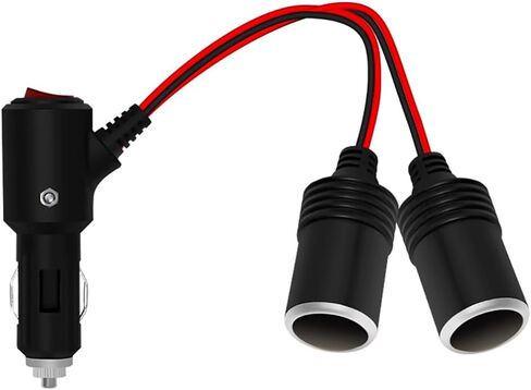 Car Cigarette Lighter Adapter, ROÉKO 1 to 2 DC 12V 24V Plug Splitter, 2 Socket with Switch, 5.9 inches Cigarette Lighter Extension Cord UL Wire with 15A Fuses Compatible Cars in Kuwait