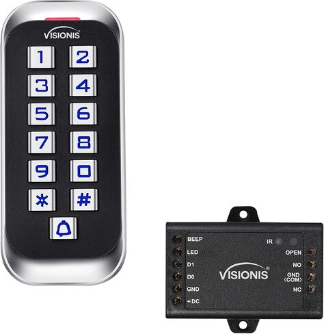 Visionis VIS-3005 التحكم في الوصول داخلي + خارجي مصنف IP68 لوحة مفاتيح معدنية مضادة للتخريب + قارئ مستقل مع وحدة تحكم صغيرة + Wiegand 26، تصميم نحيف، بدون برامج، بطاقات EM، 1000 مستخدم in Kuwait
