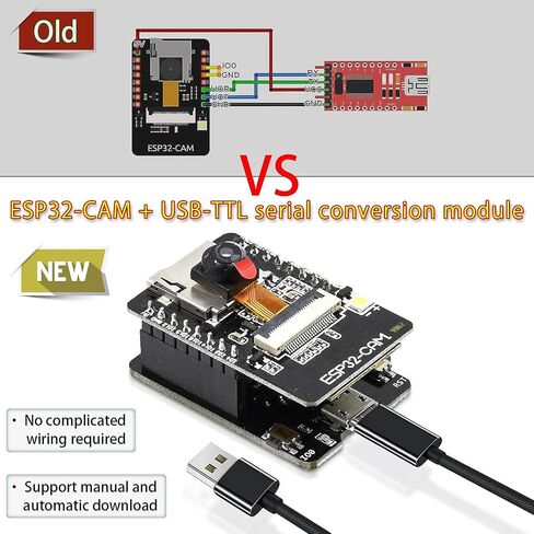 2PCS ESP32-CAM-MB, Aideepen ESP32-CAM W BT Board ESP32-CAM-MB Micro USB to Serial Port CH-340G with OV2640 2MP Camera Module Dual Mode in Kuwait