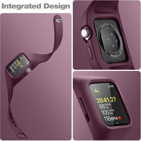 SURITCH Sport Band Compatible with Apple Watch 41mm 40mm 44mm 45mm, Soft Silicone Wristbands Replacement Strap with Case for iWatch SE/8/7/6/5/4 Women Men in Kuwait