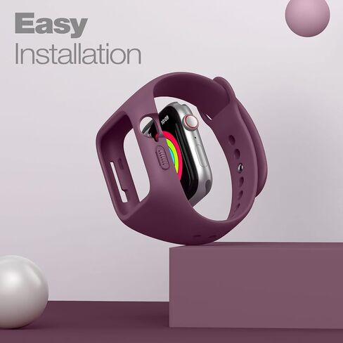 SURITCH Sport Band Compatible with Apple Watch 41mm 40mm 44mm 45mm, Soft Silicone Wristbands Replacement Strap with Case for iWatch SE/8/7/6/5/4 Women Men in Kuwait