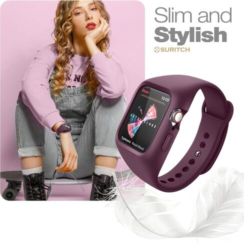 SURITCH Sport Band Compatible with Apple Watch 41mm 40mm 44mm 45mm, Soft Silicone Wristbands Replacement Strap with Case for iWatch SE/8/7/6/5/4 Women Men in Kuwait