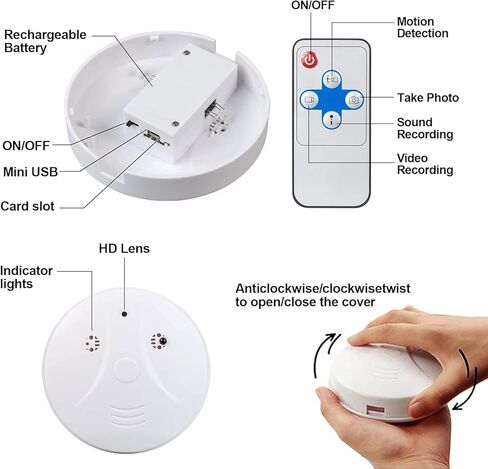 CHSMONB Hidden Camera, 1080P HD Nanny Cam Spy Camera Wireless Mini Video Recorder for Indoor Home Security Monitoring Motion Detection(No WiFi) in Kuwait