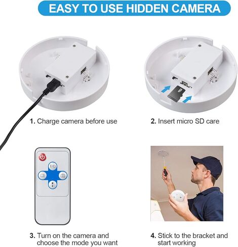 CHSMONB Hidden Camera, 1080P HD Nanny Cam Spy Camera Wireless Mini Video Recorder for Indoor Home Security Monitoring Motion Detection(No WiFi) in Kuwait