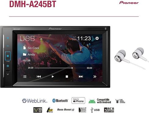 بايونير مستقبل صوت وفيديو للوسائط المتعددة مقاس 6.2 انش مزدوج DIN داخل لوحة القيادة مع بلوتوث MVH210EX in Kuwait