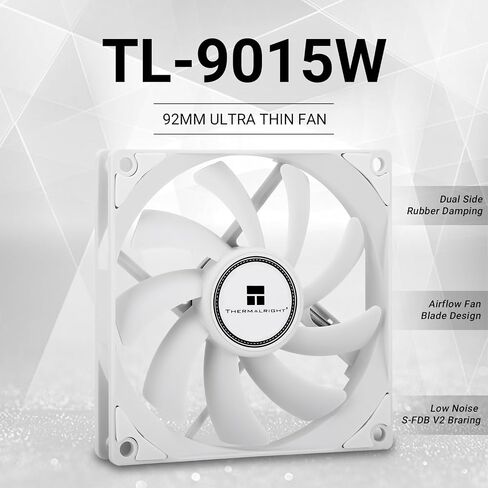 Thermalright TL-9015B مروحة تبريد وحدة المعالجة المركزية 92 مم PC PWM، مروحة تبريد صامتة للكمبيوتر الشخصي، مروحة سوداء للكمبيوتر المكتبي 15 مم، سرعة تصل إلى 2700 دورة في الدقيقة in Kuwait