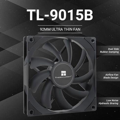 Thermalright TL-9015B مروحة تبريد وحدة المعالجة المركزية 92 مم PC PWM، مروحة تبريد صامتة للكمبيوتر الشخصي، مروحة سوداء للكمبيوتر المكتبي 15 مم، سرعة تصل إلى 2700 دورة في الدقيقة in Kuwait