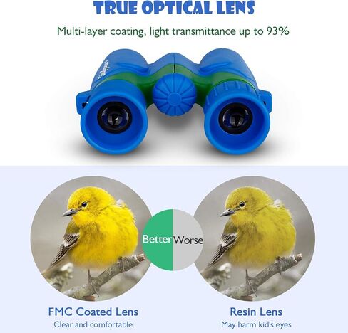 مناظير SkyGenius للأطفال، مناظير صغيرة للأطفال، بصريات حقيقية عالية الدقة مناظير للأطفال الأولاد، منظار صغير مدمج لمشاهدة الطيور والحدث الرياضي في الهواء الطلق - أزرق in Kuwait