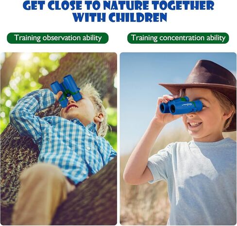 مناظير SkyGenius للأطفال، مناظير صغيرة للأطفال، بصريات حقيقية عالية الدقة مناظير للأطفال الأولاد، منظار صغير مدمج لمشاهدة الطيور والحدث الرياضي في الهواء الطلق - أزرق in Kuwait