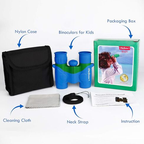 مناظير SkyGenius للأطفال، مناظير صغيرة للأطفال، بصريات حقيقية عالية الدقة مناظير للأطفال الأولاد، منظار صغير مدمج لمشاهدة الطيور والحدث الرياضي في الهواء الطلق - أزرق in Kuwait