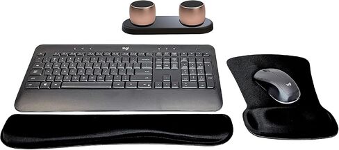 Logitech MK540 Advanced Wireless Keyboard & Mouse Combo Travel Home Office Modern Bundle with Set of 2 Pro Portable Wireless Bluetooth Speakers, Charging Tray, Gel Wrist Pad & Gel Mouse Pad in Saudi Arabia