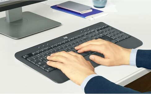 Logitech MK540 Advanced Wireless Keyboard & Mouse Combo Travel Home Office Modern Bundle with Set of 2 Pro Portable Wireless Bluetooth Speakers, Charging Tray, Gel Wrist Pad & Gel Mouse Pad in Saudi Arabia