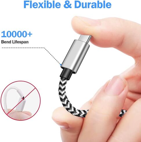 كابل USB C بطول 10 أقدام 2 حزمة من النوع C سلك شاحن الهاتف لهاتف Samsung Galaxy A01 A02s A10e A11 A12 A21 A32 A42 A50 A51 A52 S9 S10 S20 FE Note 20 Ultra S21، Moto G Stylus Power G7 G6 Z4، LG Stylo 6 G7 G8 Thinq in Kuwait