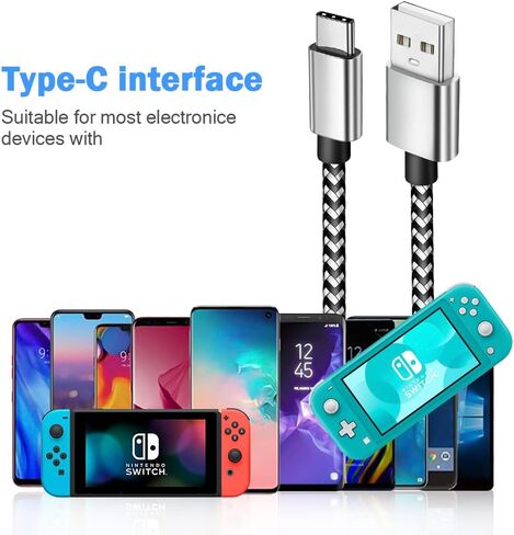 كابل USB C بطول 10 أقدام 2 حزمة من النوع C سلك شاحن الهاتف لهاتف Samsung Galaxy A01 A02s A10e A11 A12 A21 A32 A42 A50 A51 A52 S9 S10 S20 FE Note 20 Ultra S21، Moto G Stylus Power G7 G6 Z4، LG Stylo 6 G7 G8 Thinq in Kuwait