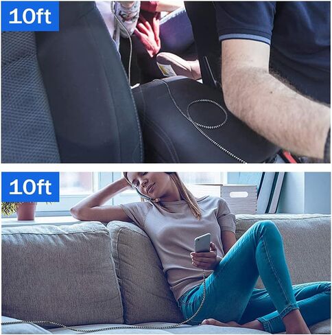 كابل USB C بطول 10 أقدام 2 حزمة من النوع C سلك شاحن الهاتف لهاتف Samsung Galaxy A01 A02s A10e A11 A12 A21 A32 A42 A50 A51 A52 S9 S10 S20 FE Note 20 Ultra S21، Moto G Stylus Power G7 G6 Z4، LG Stylo 6 G7 G8 Thinq in Kuwait