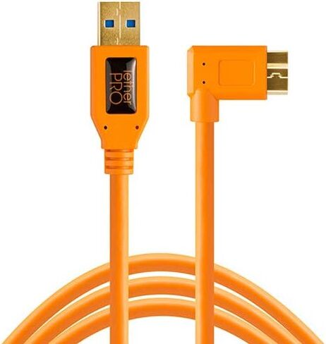 Tether Tools TetherPro USB 3.0 to Micro-B Right Angle Cable | for Fast Transfer and Connection Between Camera and Computer | Non-Reflective Black | 15 Feet (4.6 m) in Saudi Arabia