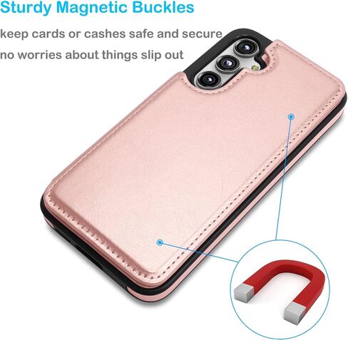 حافظة محفظة Tekcoo لهاتف Samsung Galaxy S23 FE / S23 Fan Edition 5G / SM-S711، فتحات حامل بطاقة الائتمان النقدية من جلد البولي يوريثان البسيط وقفل مغناطيسي وغطاء واقٍ نحيف قابل للطي باللون البني in Kuwait