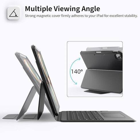 I والك حافظة كيبورد متوافقة مع ايباد برو 11 انش (الجيل الخامس، الجيل الرابع/الثالث) مع حامل قلم وحافظة قابلة للفصل ولوحة مفاتيح لاسلكية in Kuwait