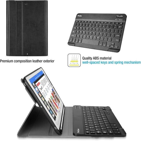 كيبورد كايس لجهاز ايباد 9.7 (الطراز القديم) الجيل السادس 2018 / الجيل الخامس 2017 مع حامل قلم، رفيع وخفيف الوزن كايس مع كيبورد لاسلكي قابل للفصل مغناطيسيا لجهاز ايباد 6 وايباد 5 من برو كايس - اسود in Kuwait