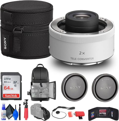 Sony FE 2.0X Teleconverter (SEL20TC) + 64GB Memory Card + Backpack + Card Reader + Flex Tripod + Memory Wallet + Cap Keeper + Cleaning Kit + Hand Strap in Saudi Arabia