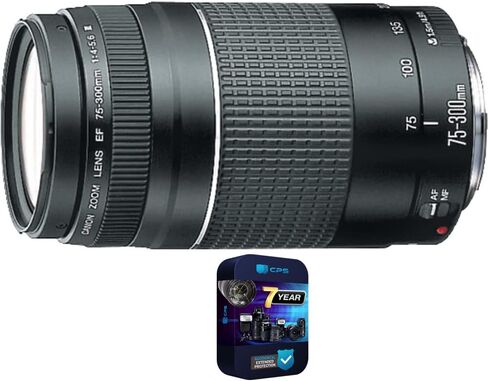 مجموعة عدسات تكبير تليفوتوغرافي Canon 6473A003 EF 75-300mm F4-5.6 III مع حزمة حماية محسنة CPS لمدة 7 سنوات in Kuwait