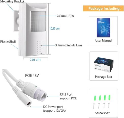 5MP POE PIR IP Camera,940nm 48 LEDs IR Night Vision,3.7mm Lens Indoor Security P2P PIR CCTV Video poe pir Camera,H.265 Motion Detection (IPIR-P-HS White) in Saudi Arabia
