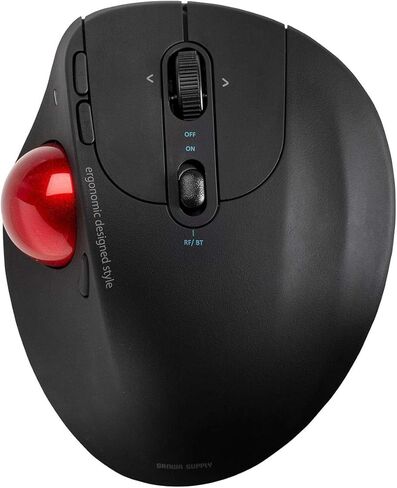 SANWA Dual Mode (Bluetooth 5.0 + 2.4G Wireless) Ergonomic Trackball Mouse, Optical Rollerball Mice, Programmable Buttons, Adjustable DPI, 5 Buttons, Compatible with MacBook, Windows, macOS, Android in Kuwait