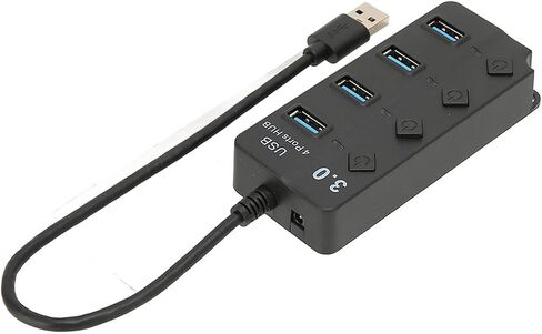 موزع USB 3.0 4 منافذ، 4 منافذ USB3.0، نقل بسرعة 5 جيجابت في الثانية بسرعة 480 ميجابايت في الثانية ونقل بسرعة 12 ميجابايت في الثانية، مؤشر LED يظهر حالة الطاقة، مفتاح مستقل مناسب لنظام Win OS X in Saudi Arabia