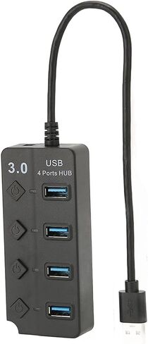 موزع USB 3.0 4 منافذ، 4 منافذ USB3.0، نقل بسرعة 5 جيجابت في الثانية بسرعة 480 ميجابايت في الثانية ونقل بسرعة 12 ميجابايت في الثانية، مؤشر LED يظهر حالة الطاقة، مفتاح مستقل مناسب لنظام Win OS X in Saudi Arabia