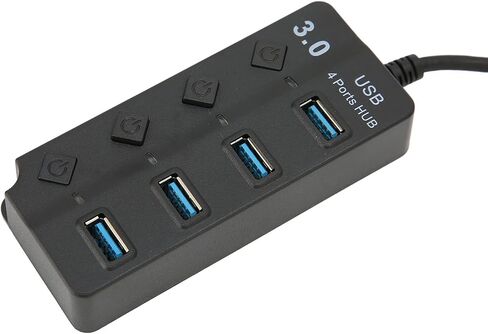 موزع USB 3.0 4 منافذ، 4 منافذ USB3.0، نقل بسرعة 5 جيجابت في الثانية بسرعة 480 ميجابايت في الثانية ونقل بسرعة 12 ميجابايت في الثانية، مؤشر LED يظهر حالة الطاقة، مفتاح مستقل مناسب لنظام Win OS X in Saudi Arabia