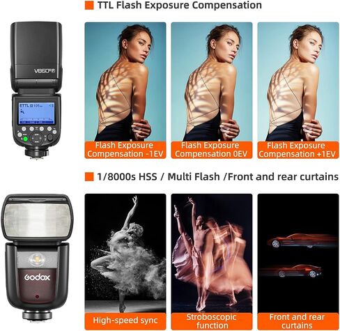 GODOX V860III-F TTL فلاش الكاميرا 76Ws الطاقة 1/8000s مزامنة عالية السرعة GN60 1.5s وقت إعادة التدوير، مصباح النمذجة 2W 5300K±200K درجة حرارة اللون، قفل سريع التحرير، مناسب لكاميرات سلسلة Fuji in Saudi Arabia