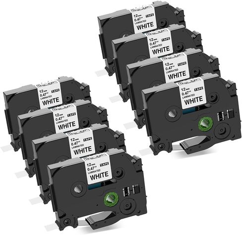 شريط ملصقات P Touch متوافق مع Brother TZe Tape TZe-231 12 مم 0.47 أبيض مصفح P-Touch لـ PT-D210 PT-D220 PT-H110 PT-D200 PT-D400، أسود على أبيض، 8PK in Kuwait