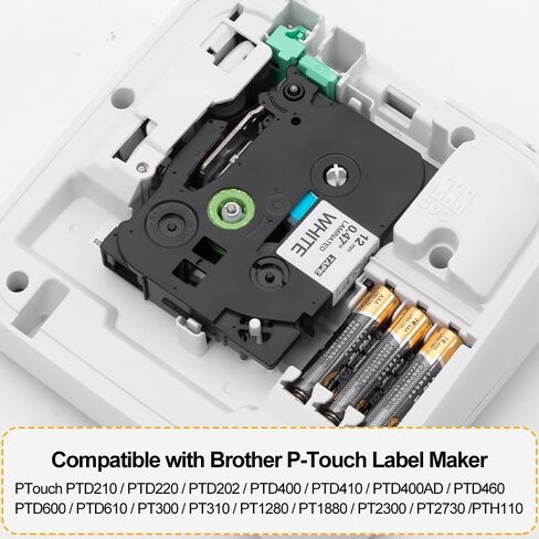 شريط ملصقات P Touch متوافق مع Brother TZe Tape TZe-231 12 مم 0.47 أبيض مصفح P-Touch لـ PT-D210 PT-D220 PT-H110 PT-D200 PT-D400، أسود على أبيض، 8PK in Kuwait