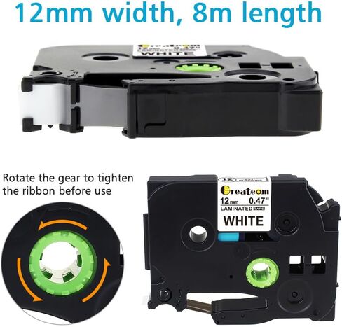 شريط ملصقات P Touch متوافق مع Brother TZe Tape TZe-231 12 مم 0.47 أبيض مصفح P-Touch لـ PT-D210 PT-D220 PT-H110 PT-D200 PT-D400، أسود على أبيض، 8PK in Kuwait