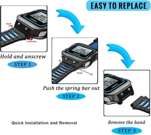 NotoCity متوافق مع حزام Garmin Forerunner 920XT من السيليكون الناعم لساعة بديلة 920XT للرجال والنساء باللون الأسود والأزرق in Kuwait