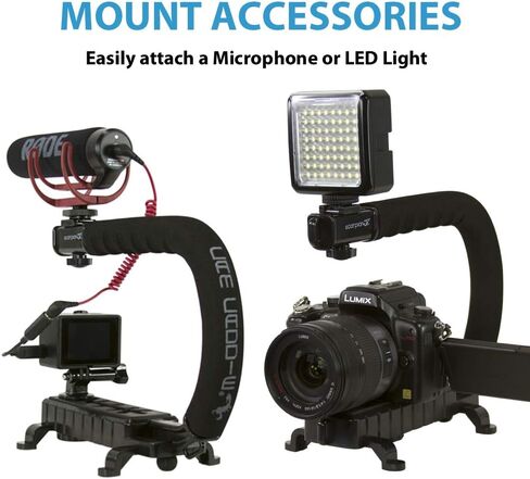 مثبت كاميرا Cam Caddy Scorpion Jr - مقبض هاتف ذكي قابل للطي لجميع كاميرات DSLR وGoPro والهواتف المحمولة مع حذاء بارد مدمج ومقبض تثبيت ملولب 1/4-20 - أسود in Kuwait