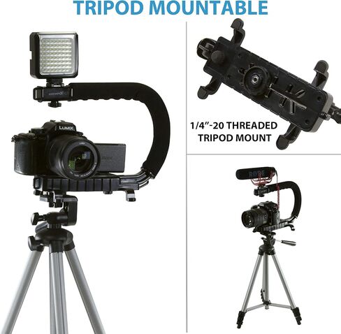 مثبت كاميرا Cam Caddy Scorpion Jr - مقبض هاتف ذكي قابل للطي لجميع كاميرات DSLR وGoPro والهواتف المحمولة مع حذاء بارد مدمج ومقبض تثبيت ملولب 1/4-20 - أسود in Kuwait