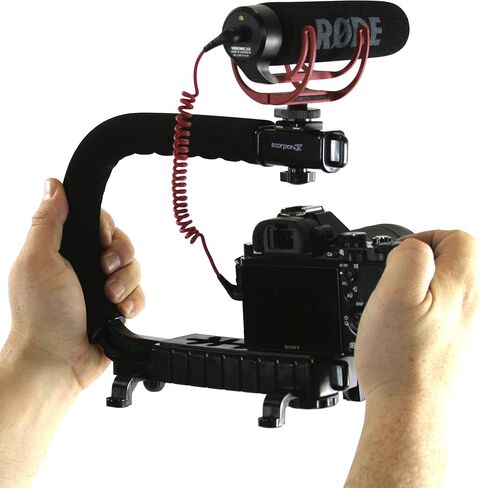 مثبت كاميرا Cam Caddy Scorpion Jr - مقبض هاتف ذكي قابل للطي لجميع كاميرات DSLR وGoPro والهواتف المحمولة مع حذاء بارد مدمج ومقبض تثبيت ملولب 1/4-20 - أسود in Kuwait