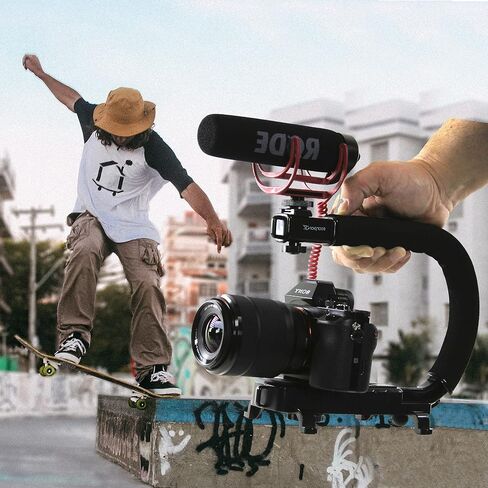 مثبت كاميرا Cam Caddy Scorpion Jr - مقبض هاتف ذكي قابل للطي لجميع كاميرات DSLR وGoPro والهواتف المحمولة مع حذاء بارد مدمج ومقبض تثبيت ملولب 1/4-20 - أسود in Kuwait