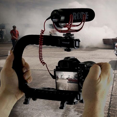 مثبت كاميرا Cam Caddy Scorpion Jr - مقبض هاتف ذكي قابل للطي لجميع كاميرات DSLR وGoPro والهواتف المحمولة مع حذاء بارد مدمج ومقبض تثبيت ملولب 1/4-20 - أسود in Kuwait