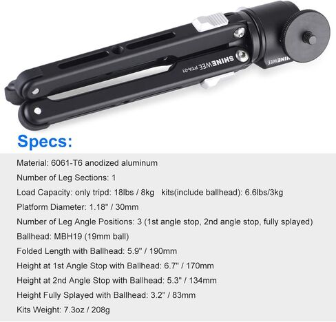 Mini Tripod for Camera,Cell Phone,Webcam Gopro DJI Mount on Table Stand,Ball Head with Cold Shoe Interface for MIC or Light Source Mount Black in Kuwait