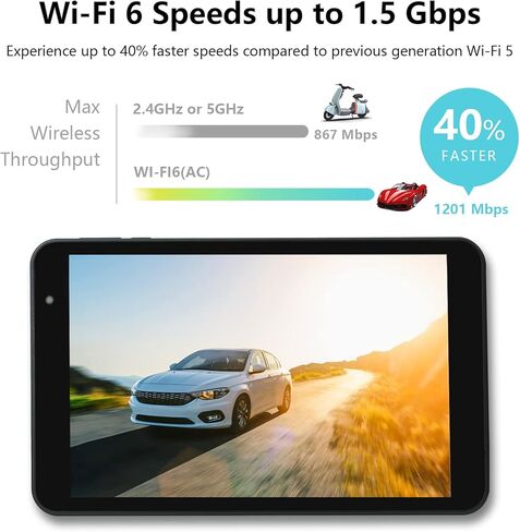 CWOWDEFU Tablet 8 Inch Android 11,WiFi 5G + AX WiFi 6,Dual Camera 5MP+8MP,800x1280 IPS HD,2GB RAM 32GB ROM TF Expansion 256GB,Quad-Core A133, Bluetooth 5.0 (Black) in Kuwait