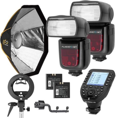 مجموعة إضاءة Flashpoint Zoom Li-ion 2 Speedlight مع جهاز تحكم R2 Pro MarkII وEZ Softbox وملحقات لنيكون in Saudi Arabia