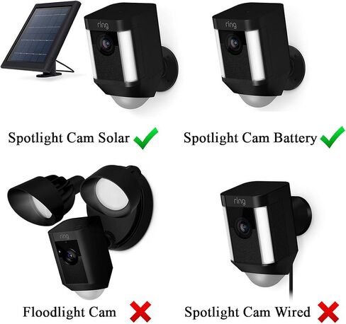 Silicone Skin Case Cover Compatible with Ring Spotlight Cam Battery or Solar, Offer Sun Glare UV Weather Protection & Disguise Spot Light Security Camera (2 Pack, Black) in Saudi Arabia