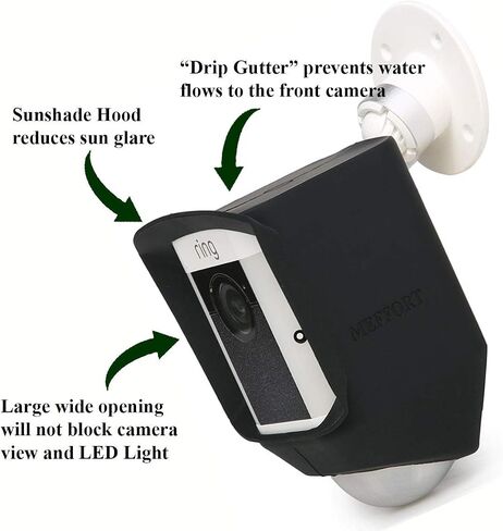Silicone Skin Case Cover Compatible with Ring Spotlight Cam Battery or Solar, Offer Sun Glare UV Weather Protection & Disguise Spot Light Security Camera (2 Pack, Black) in Saudi Arabia