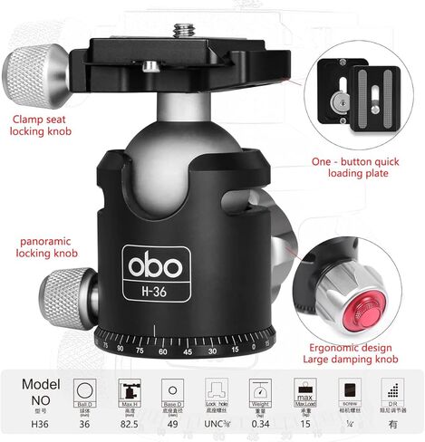 حامل ثلاثي من ألياف الكربون OBO N60C+H36 مع رأس كروي دوار 360 درجة لكاميرا DSLR الرقمية in Kuwait